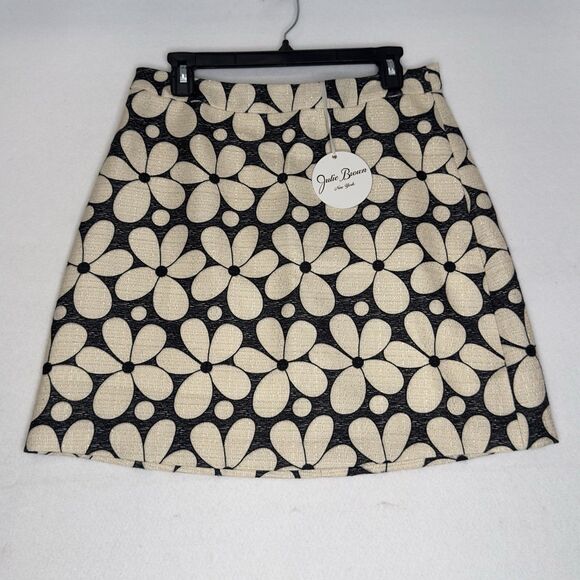 JULIE BROWN NY Skirt Mini size Large Navy Ivory Gold NWT - Picture 1 of 8